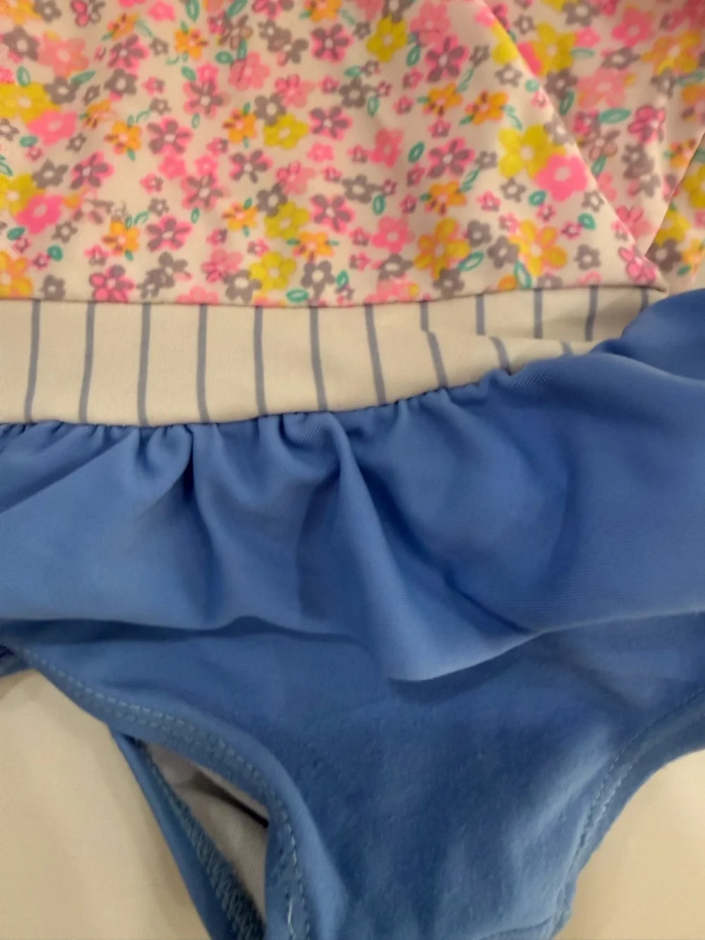 Girls’ Blue & Pink Floral Ruffled Swimsuit | Adorable Summer Swim
